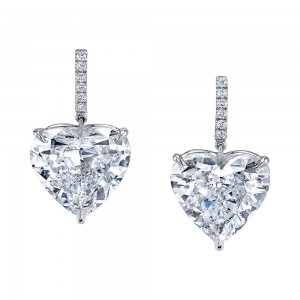 Heart-Shaped Diamond Lever Back Earrings